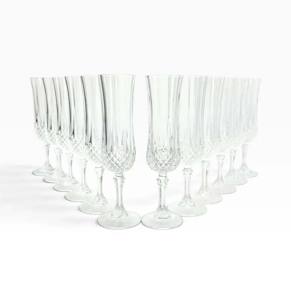 Cristal d’Arques “Longchamp” Set of 12 Crystal Fluted Champagne Glasses 8” 6oz